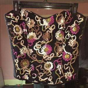 Colorful Floral Embroidered Corset Top